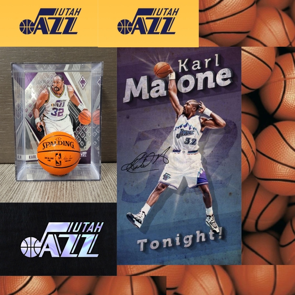 Karl Malone Utah Jazz Mini Basketball Sports Box